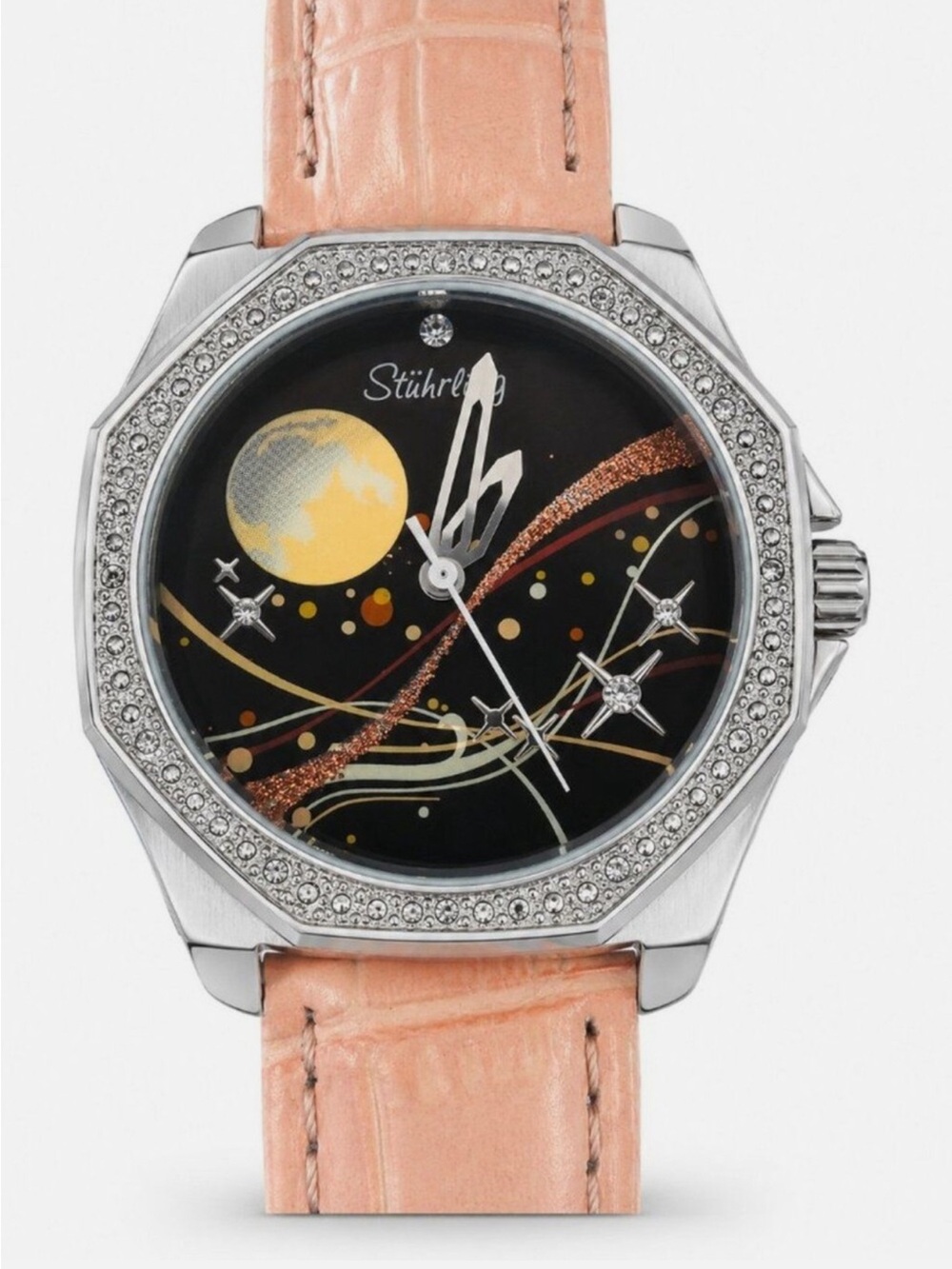Stührling Original Gala 231D.11151 Women’s Quartz Watch Pink Leather Crystal Bez